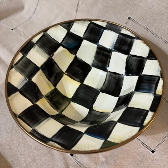 McKenzie Childs Courtly Check 10 oz. compote - Picture 3 of 6